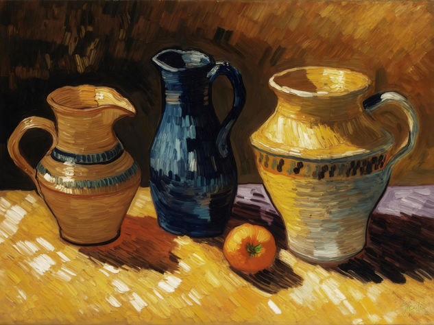 Bodegón con Jarrones y Fruto 