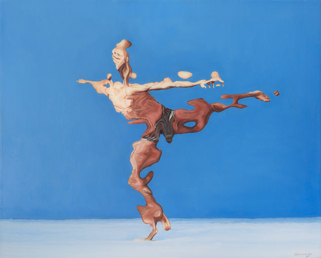 Hermes, cuatro paredes azules Óleo Lienzo Figura