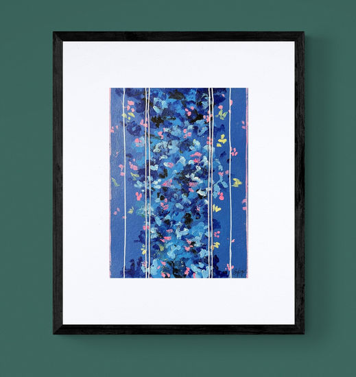 Abstract Flowers Mixed media Card Floral Painting