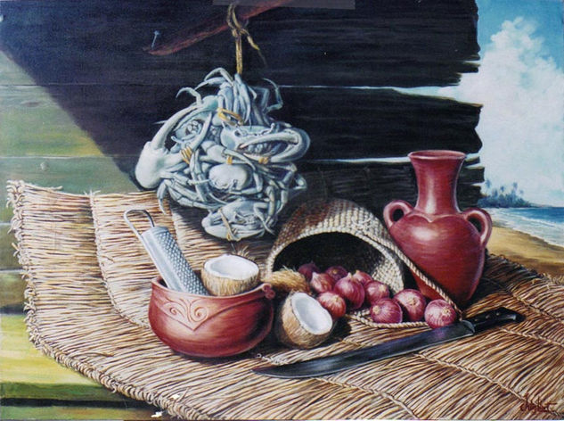 Bodegon de playa Oil Textile Still Life Paintings