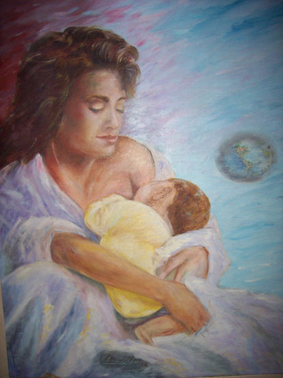 Madre Paraguaya Oil Textile Figure Painting