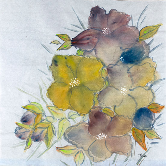 Ausencia Acuarela Papel Floral