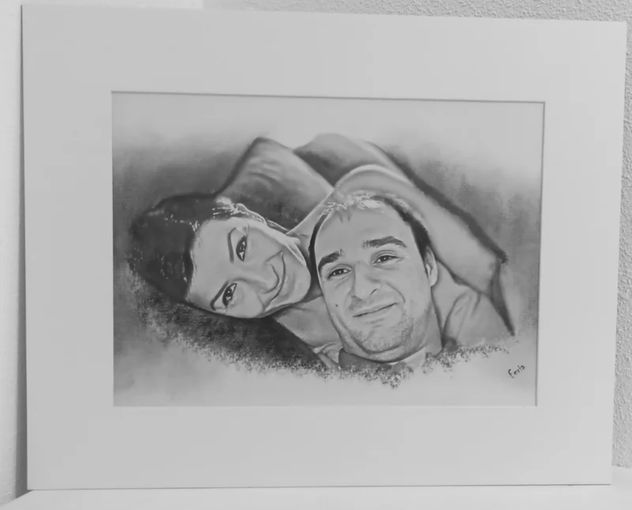 Retrato carboncillo pareja
