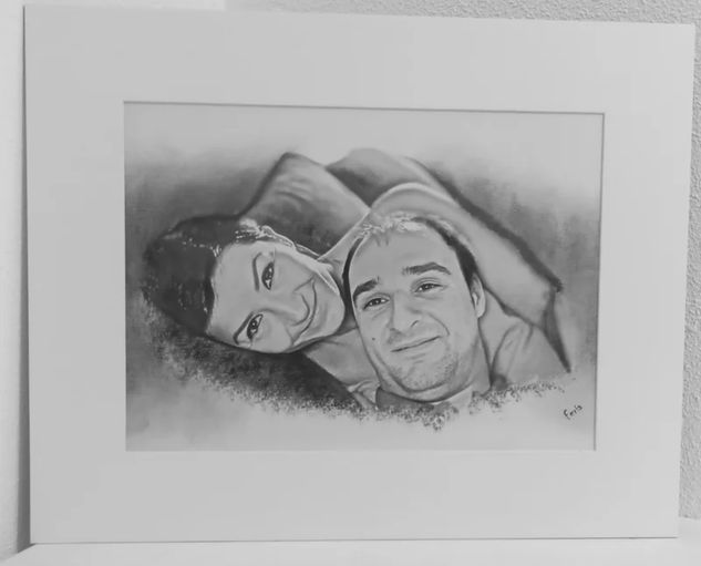 Retrato carboncillo pareja Carboncillo