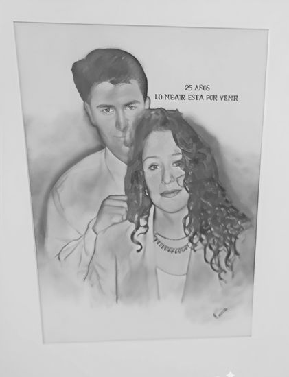 Retrato carboncillo bodas de plata Carboncillo