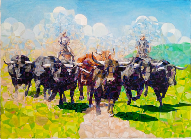 "TORADA" Óleo Tabla Animales