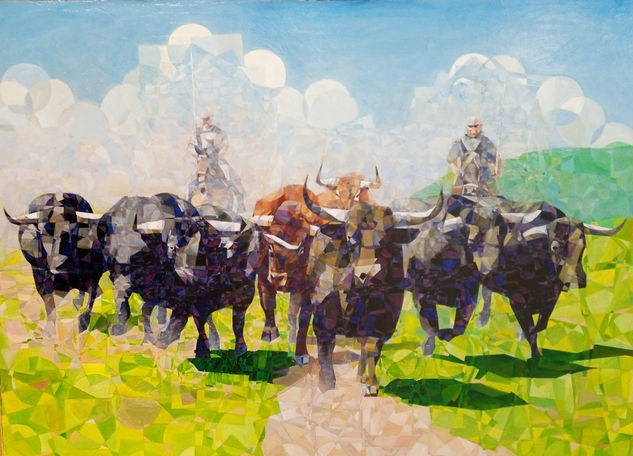 "TORADA" Óleo Tabla Animales