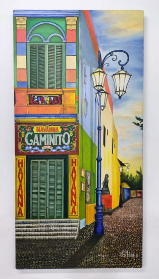 Caminito de Buenos Aires Media Mixta Lienzo Paisaje