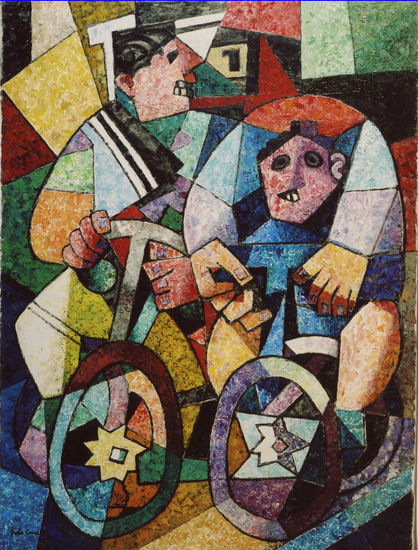 Ciclistas Oil Canvas Sports