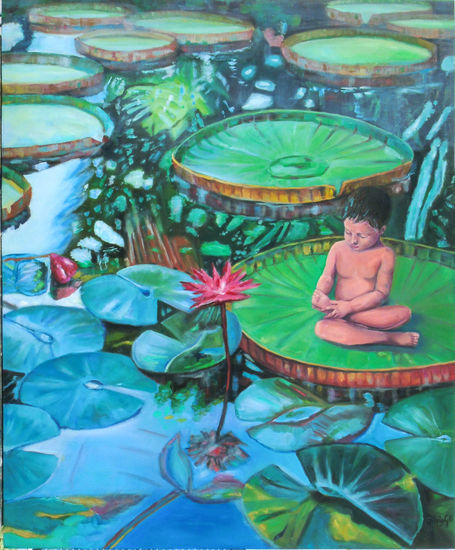 NENUFARES Oil Panel Landscaping