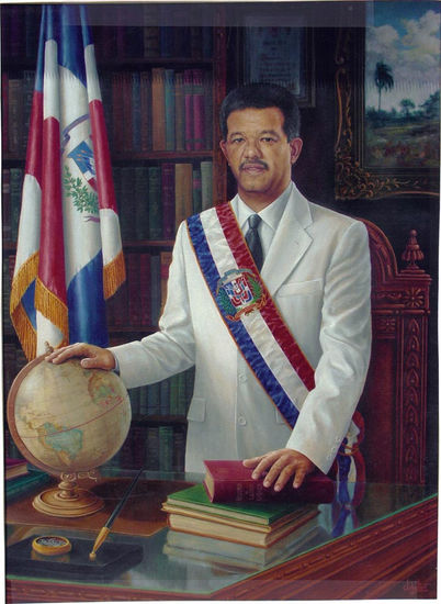 Exmo. Sr. Presidente de la República Dominican Dr. Leonel Fernandez Óleo Tela Retrato