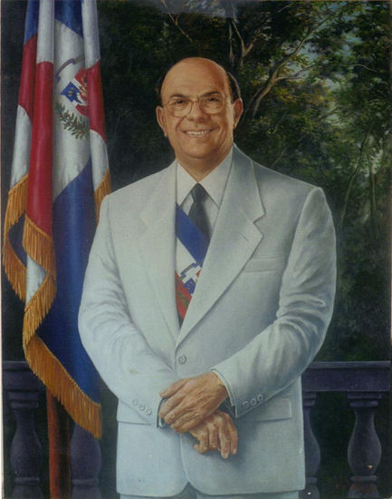 Exmo. Sr. Presidente de la República Dominican Hipólito Mejía Oil Canvas Portrait