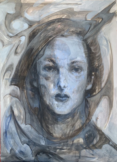 Mujer azul Óleo Tabla Figura