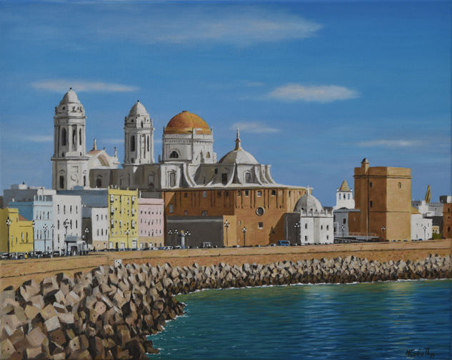 CATEDRAL Y CAMPO DEL SUR DE CADIZ Óleo Lienzo Paisaje