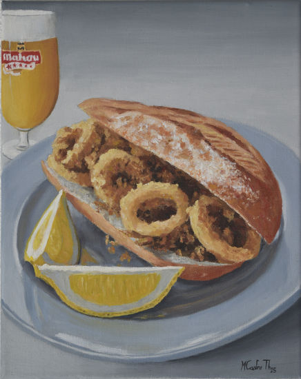 BOCADILLO DE CALAMARES Oil Canvas Still Life Paintings
