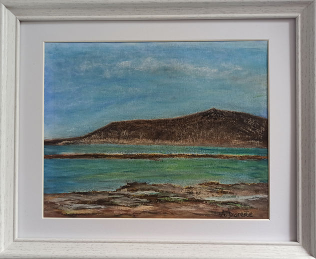 Las Canteras mirando a El Confital Pastel Paper Landscaping