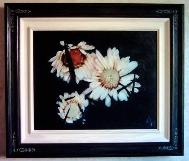 Margaritas Óleo Tabla Floral