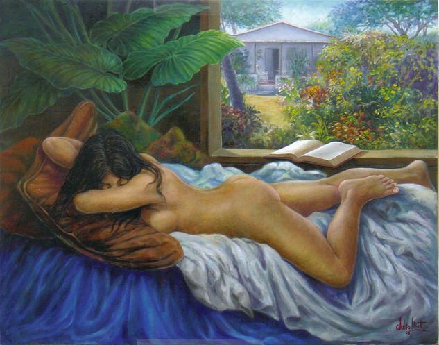 La Siesta Oil Textile Figure Painting