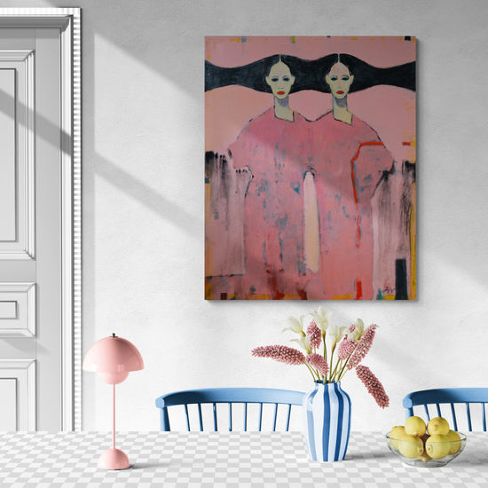 My Red Series Mixed media Canvas Figure Painting