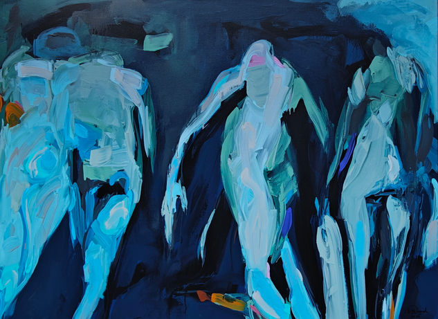 Between Us, the Silence Acrylic Canvas Figure Painting