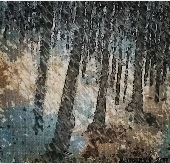 Pinar de Tamadaba entre entre la niebla Pastel Papel Paisaje
