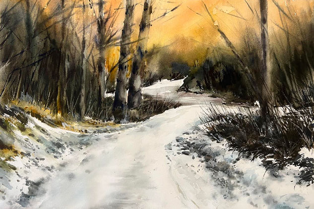 ruta del faedo de ciñera Acuarela Papel Paisaje