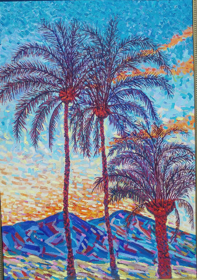 Serie Mojacar. Palmeras Óleo Tabla Paisaje