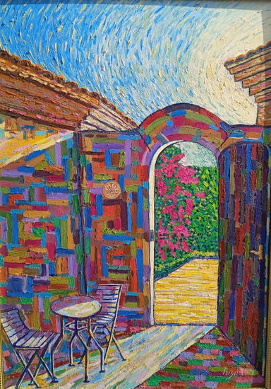 La puerta. El Turre. Almería. Óleo Tabla Paisaje