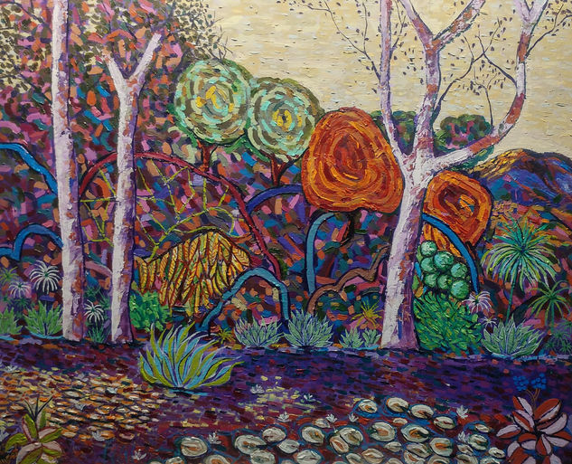 Jardín botànico.2. Tenerife. Óleo Tabla Paisaje