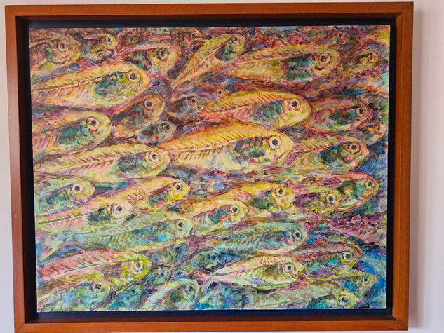 CARDUMEN POLICROMATICO Acrylic Canvas Marine Painting