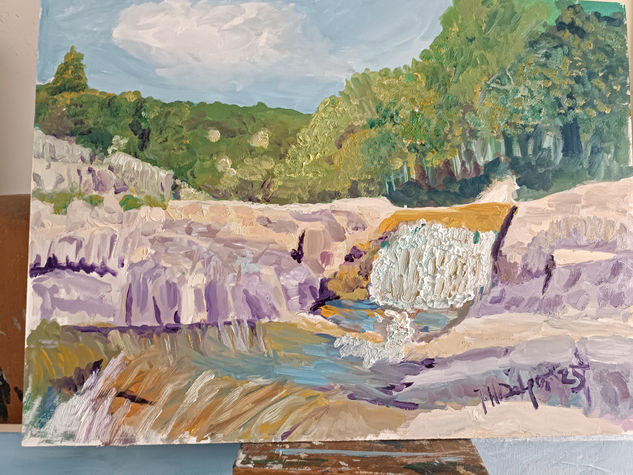 Charca Verde (La Pedriza) rio Manzanares Oil Panel Landscaping