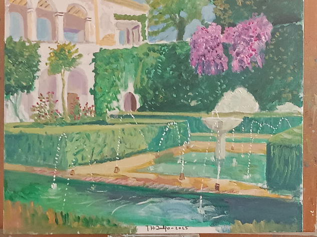 Estanque de la Sultana (Generalife) Granada Oil Canvas Landscaping