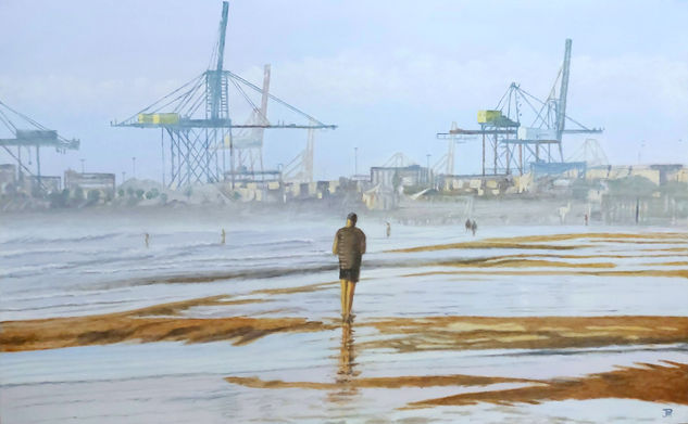 CAMINANTE SOLITARIO Oil Panel Marine Painting