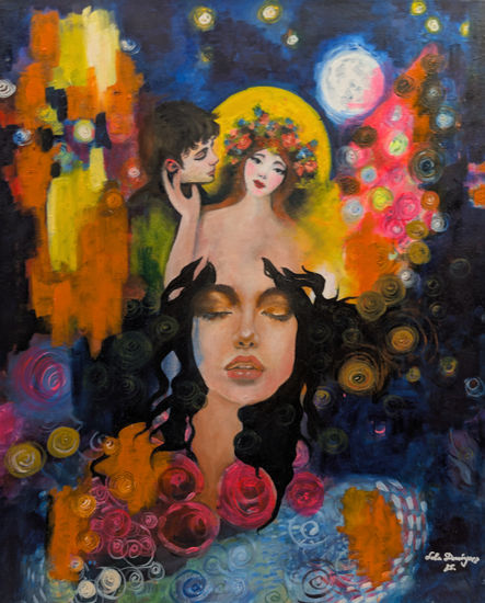 Whispers of the Eternal Moon Óleo Lienzo Figura