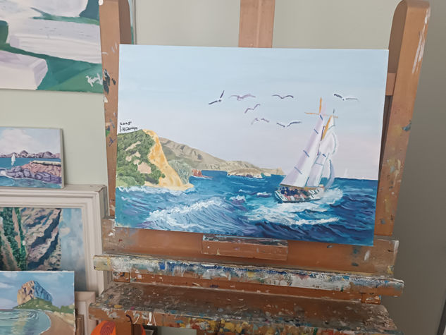 Velero en la costa de Mazarrón Oil Canvas Marine Painting