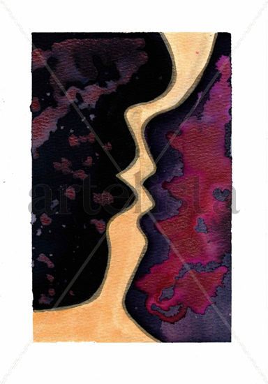 Caminos y amor Watercolour Paper Figure Painting
