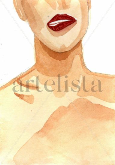 Mujer Acuarela Papel Retrato