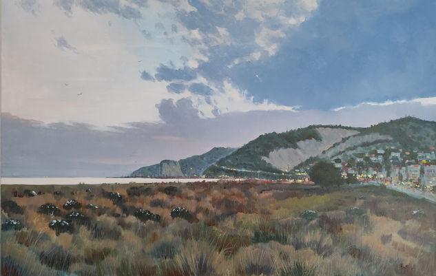 Castelldefels playa Óleo Lienzo Paisaje