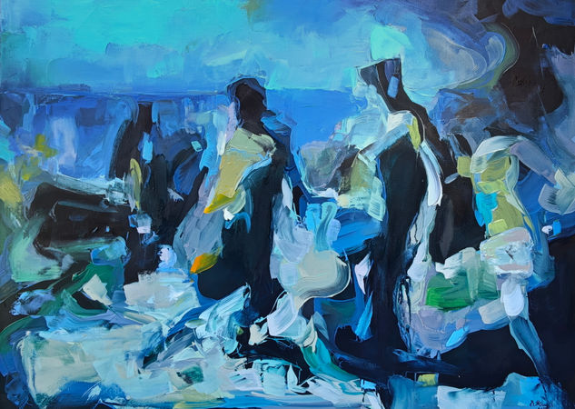 Between Water and Sky Acrylic Canvas Figure Painting