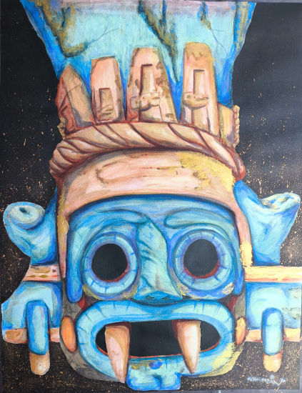 TLALOC Acuarela Papel Retrato