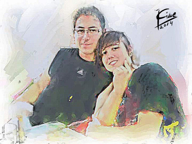Pareja Acrylic Paper Figure Painting