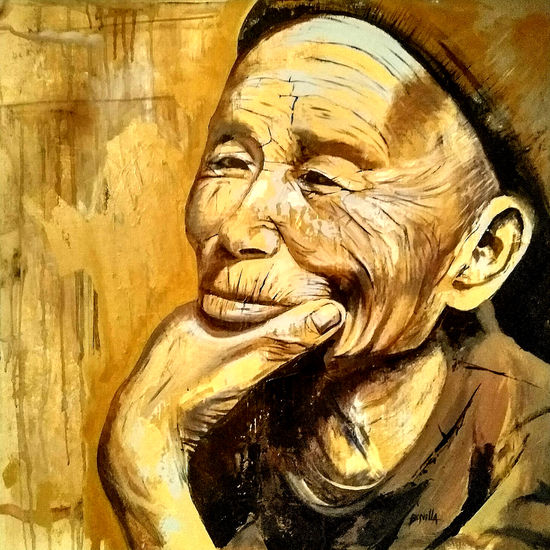 Pensamientos Acrylic Textile Portrait