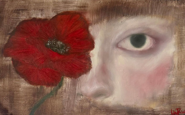 Poppy Óleo Papel Retrato
