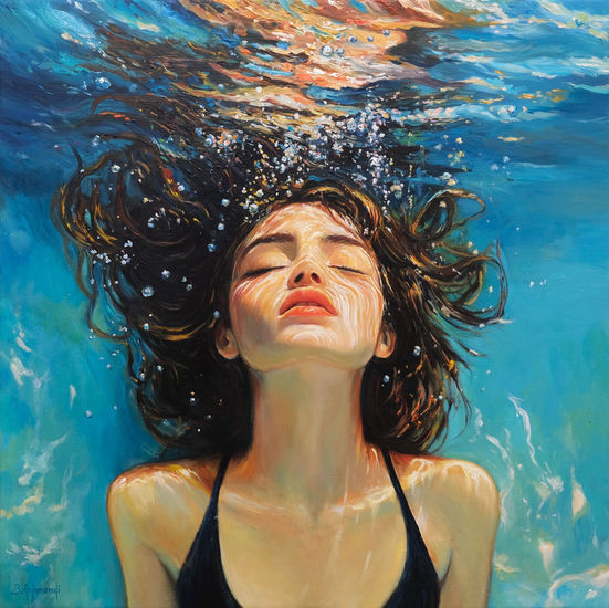 Underwater Serenity Óleo Lienzo Figura
