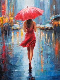 Red Umbrella in the...