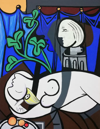 "Desnudo, hojas verdes y busto" replica tributo Piccaso Acrylic Canvas Nude Paintings