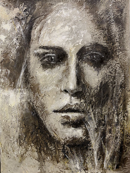 Rastro interior  |  Técnica Mixta | Arte Figurativo Pintado a Mano con Acrílico sobre Lienzo | Decoración Moderna de Pared Acrílico Lienzo Figura