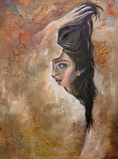 Entre la piel y el silencio  |  Técnica Mixta | Arte Figurativo Pintado a Mano con Acrílico sobre Lienzo | Decoración Moderna de Pared Acrílico Lienzo Retrato