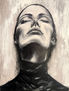 Mujer Pensativa en Técnica Mixta | Arte Figurativo Pintado a Mano con Acrílico sobre Lienzo | Decoración Moderna de Pared