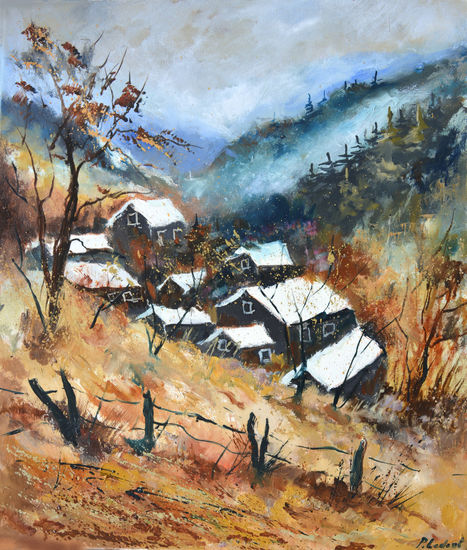 Villagein winter Oil Canvas Landscaping